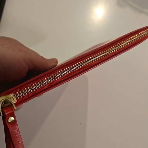 Bold Red Leather Mansur gavriel Clutch with Wrist Strap - Picture 5 of 5